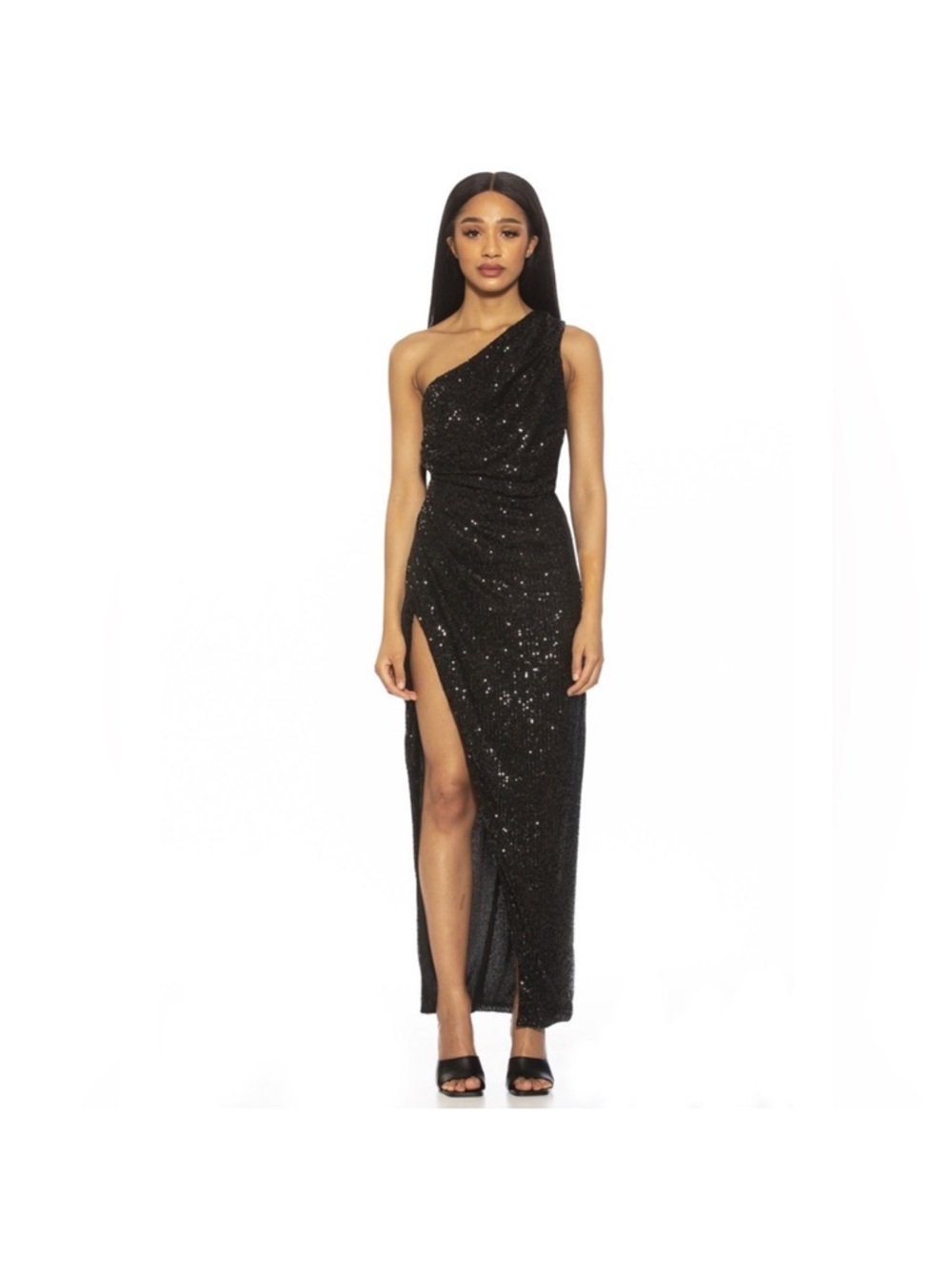 Alexia Admor Alessi Sequin One-Shoulder Maxi Dress